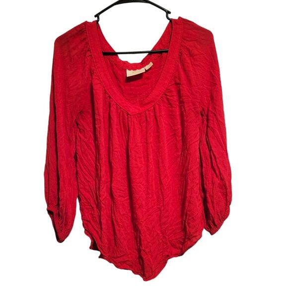 Anthropologie Maeve Red Boswell Peasant Top Blouse Size 10 - Picture 2 of 7